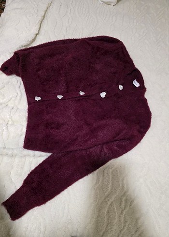 Bordo Midi Boy Düz Kesim Ofis Hırkası - Görsel 2