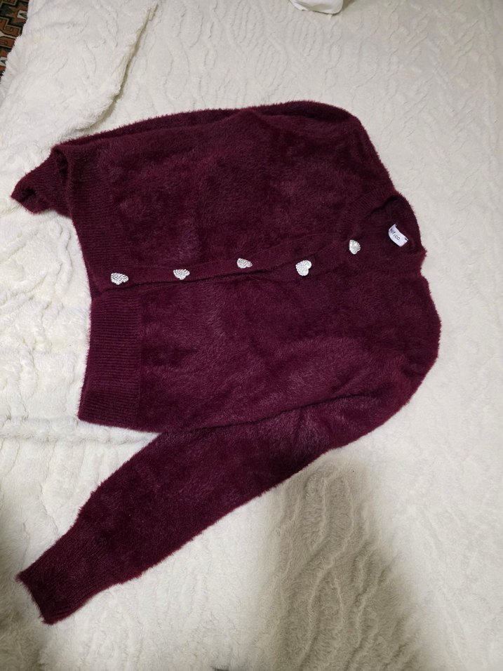 Bordo Midi Boy Düz Kesim Ofis Hırkası - Görsel 2