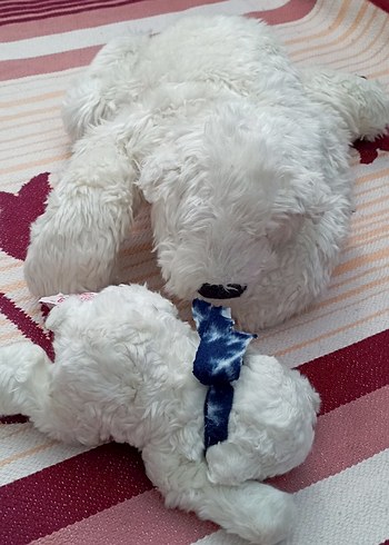 Beyaz yumuşak peluş kutup oyuncak ayı yavru ve anne - Görsel 2