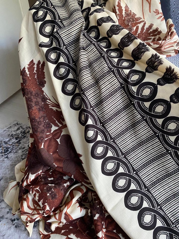 Kahverengi Bohem Desenli Baskılı Perde - Görsel 5