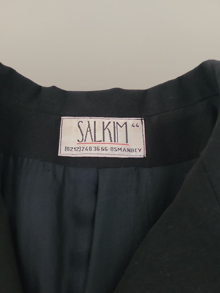 Düğmeli Siyah Uzun Ofis Ceket - Görsel 2