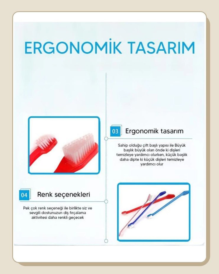 Renkli Çift Uçlu Evcil Hayvan Diş Fırçası - Görsel 5