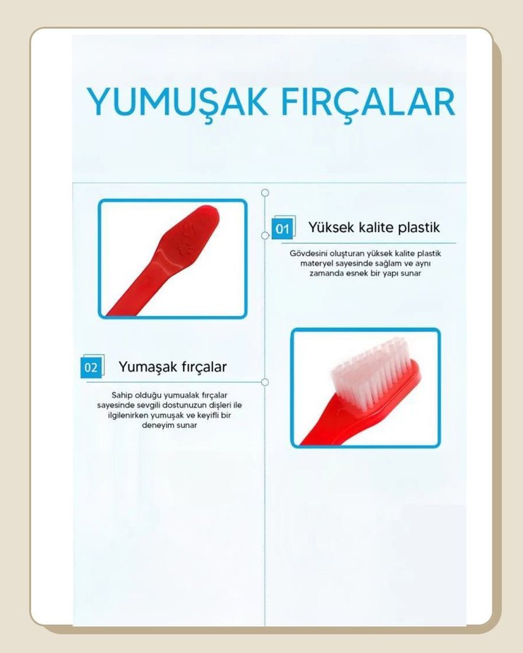 Renkli Çift Uçlu Evcil Hayvan Diş Fırçası - Görsel 4