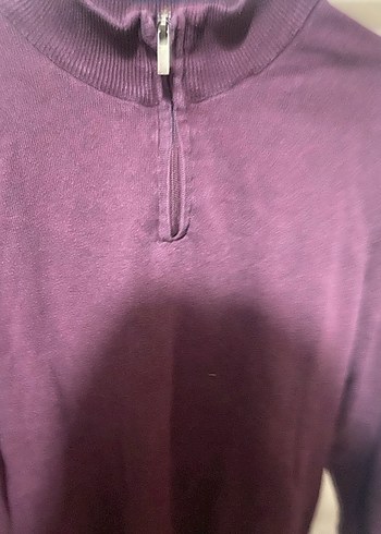 Bordo Yarım Fermuarlı Erkek Yumuşak Kazak - Görsel 2