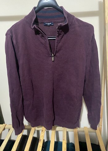 Bordo Yarım Fermuarlı Erkek Yumuşak Kazak - Görsel 3