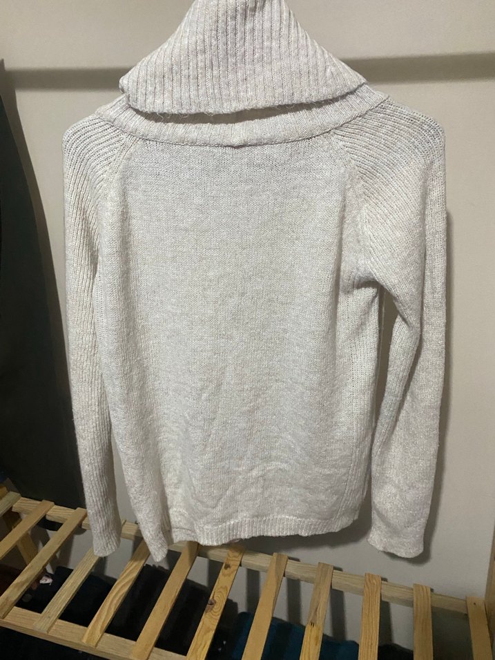 Bej renkli Kadın Yumuşak Örgü Boğazlı Kazak - Görsel 4