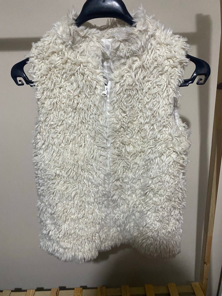 Beyaz Suni Kürk Detaylı kız çocuk Yelek - Görsel 2