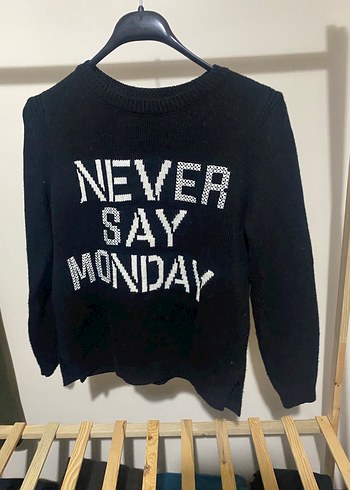 Siyah Baskılı Triko Kadın Kazak - Görsel 2