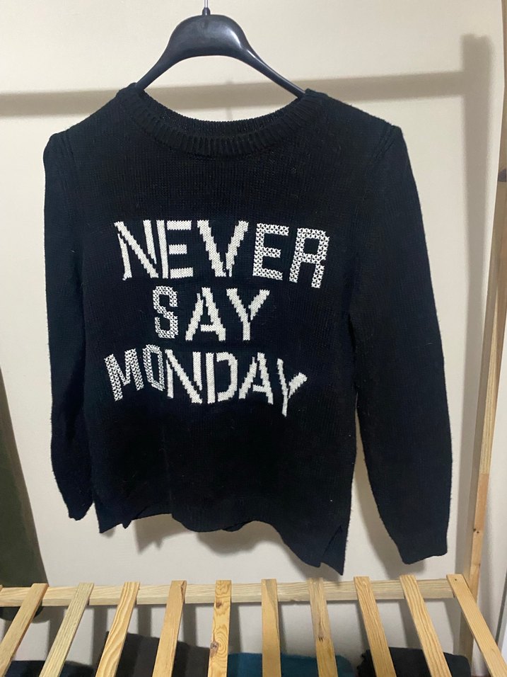 Siyah Baskılı Triko Kadın Kazak - Görsel 2