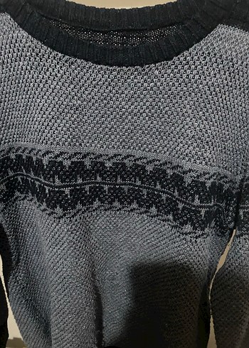 Gri Erkek Triko Kazak, Yuvarlak Yaka, Rahat Kesim - Görsel 2