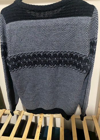 Gri Erkek Triko Kazak, Yuvarlak Yaka, Rahat Kesim - Görsel 5