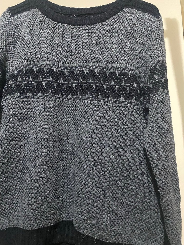 Gri Erkek Triko Kazak, Yuvarlak Yaka, Rahat Kesim - Görsel 4