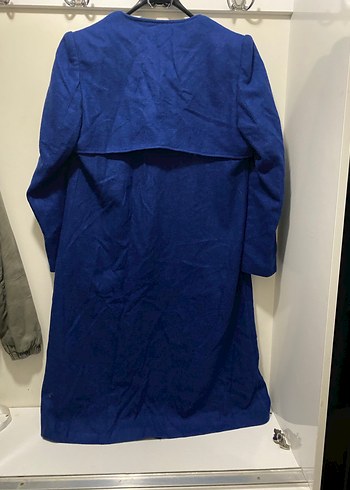 Düğmeli Mavi Uzun Kaban - Görsel 4