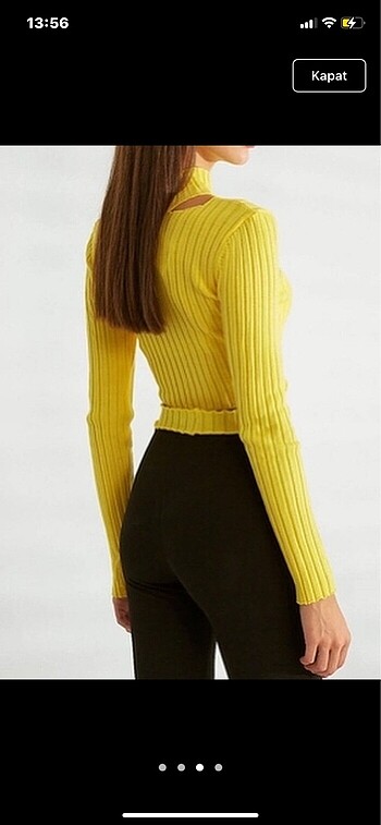 diğer Beden Beli Lastikli Triko Crop Bluz
