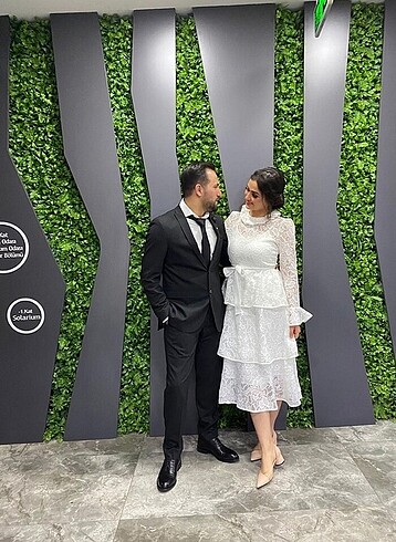 m Beden beyaz Renk Söz - Nikah İçin Beyaz Elbise