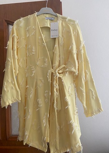 Trendyol & Milla Sarı Mini Dantel Detaylı Bohem Kimono
