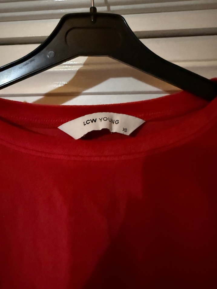 Kırmızı Kadın Sweatshirt, Uzun Kollu, Rahat Kesim - Görsel 3