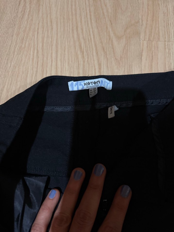 Siyah Kadın Kumaş Pantolon Midi Boy - Görsel 2