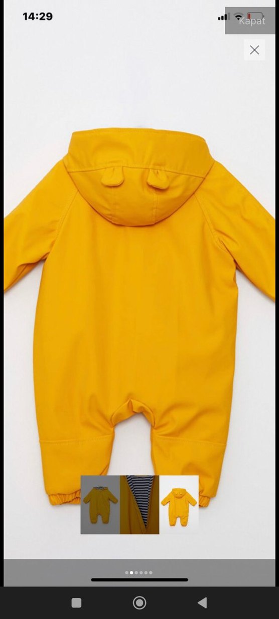 Sarı Kapüşonlu Bebek Tulumu - Görsel 2