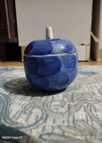 Pastel Mavi Renkli Seramik Mutfak Kavanoz /şekerlik - Görsel 2