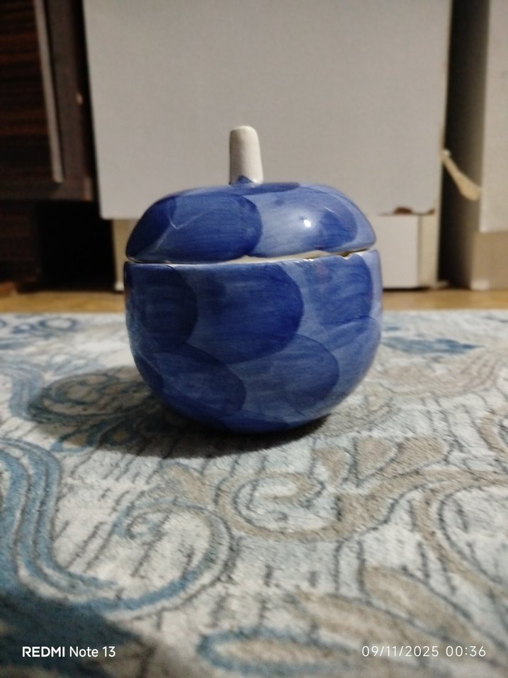 Pastel Mavi Renkli Seramik Mutfak Kavanoz /şekerlik - Görsel 2