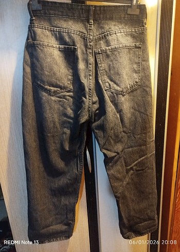 Gri Kadın Denim Bol Kesim Pantolon - Görsel 2