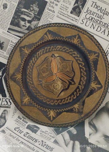 Koyu Kahverengi metal Dekoratif Tabaklar - Görsel 3