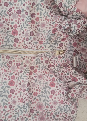 H&M Kız Çocuk Pembe Kapüşonlu Çiçek Desenli Mont