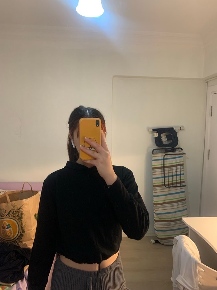 Siyah crop sweatshirts - Görsel 2