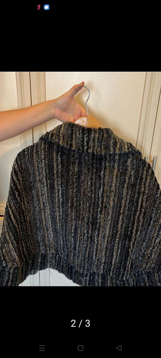 Kürk Detaylı Gri Kadın Kısa panço - Görsel 2