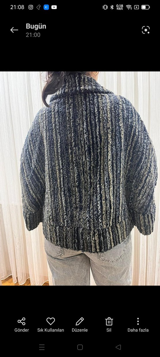 Kürk Detaylı Gri Kadın Kısa panço - Görsel 4