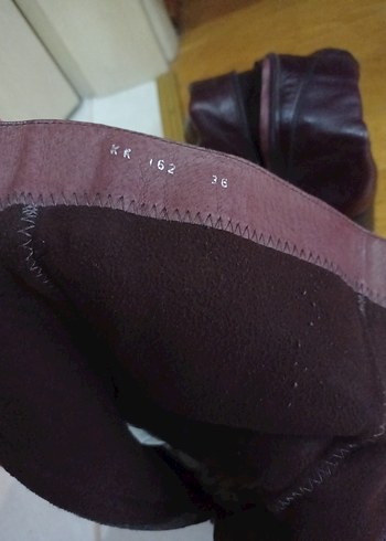 Kahverengi hakiki Deri Tokalı Kadın Çizme - Görsel 4