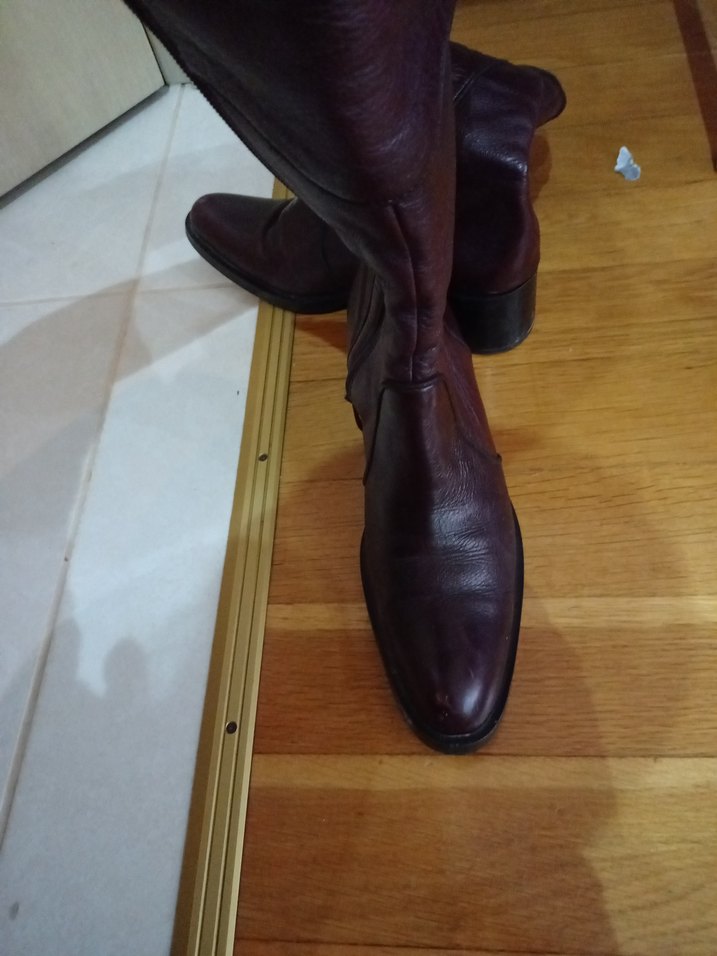 Kahverengi hakiki Deri Tokalı Kadın Çizme - Görsel 2