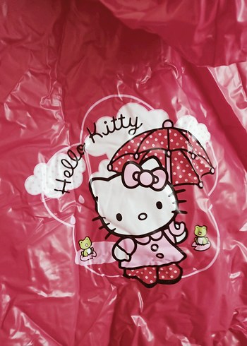 Kız Çocuk Parlak kırmızı Düğmeli Yağmurluk - Görsel 2