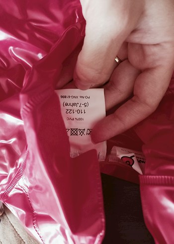 Kız Çocuk Parlak kırmızı Düğmeli Yağmurluk - Görsel 7