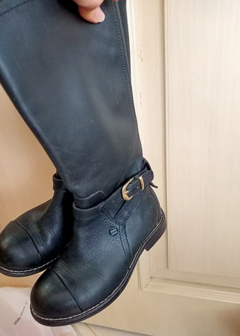 Tommy Hilfiger Siyah Deri cocuk çizme - Görsel 6