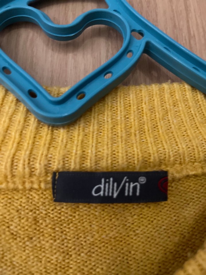 Sarı Oversize Kadın Triko Sweatshirt - Görsel 3