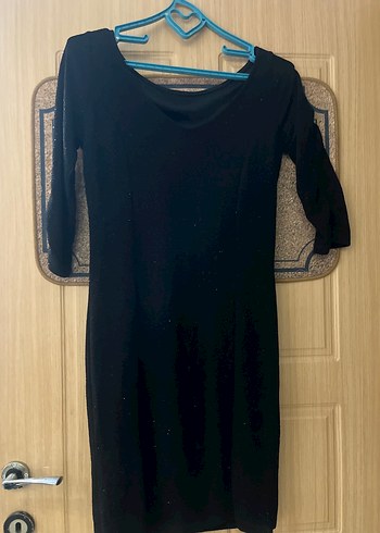 Uzun Kollu Siyah Midi Elbise - Görsel 2