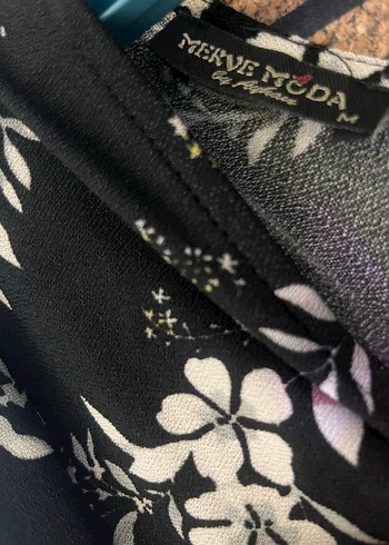V Yaka Siyah Midi Bohem Elbise - Görsel 2