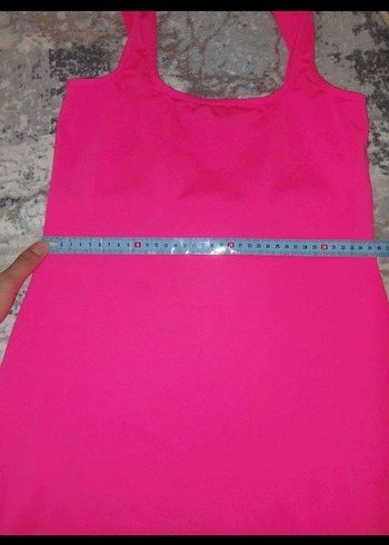 Midi Boy Pembe V Yaka Kolsuz Elbise - Görsel 4