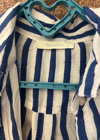 Mavi Çizgili Uzun Kollu Keten Gömlek - Görsel 2