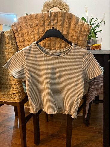 Yeşil beyaz crop tshirt