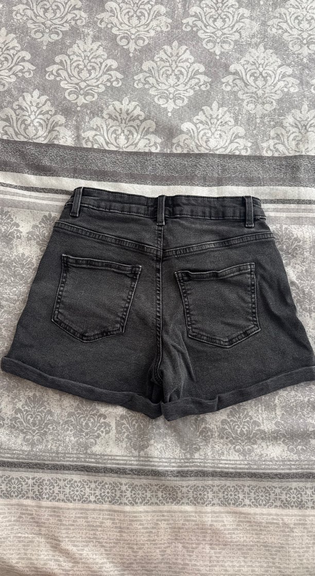 Gri Mini Kot Şort - Görsel 2