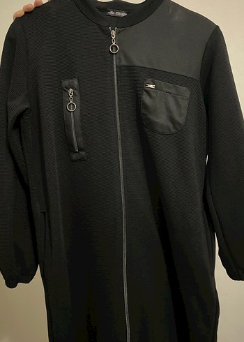 Fermuarlı Siyah Kadın Uzun Boy Palto - Görsel 6