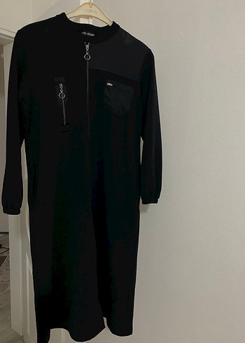 Fermuarlı Siyah Kadın Uzun Boy Palto - Görsel 4