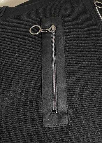 Fermuarlı Siyah Kadın Uzun Boy Palto - Görsel 14