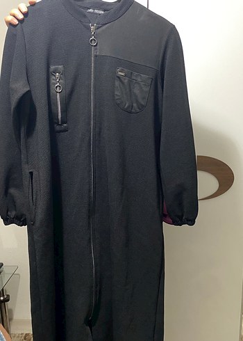 Fermuarlı Siyah Kadın Uzun Boy Palto - Görsel 8