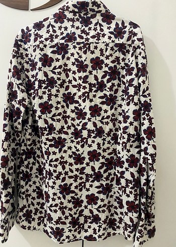 Bordo Çiçek Desenli Bohem Kadın Gömlek - Görsel 2