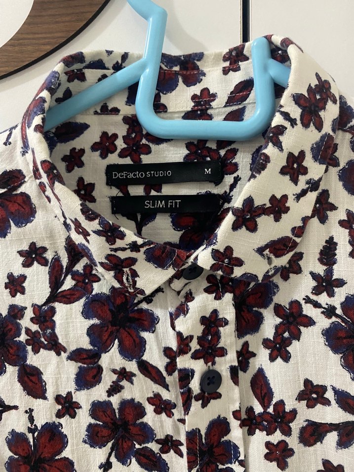 Bordo Çiçek Desenli Bohem Kadın Gömlek - Görsel 4