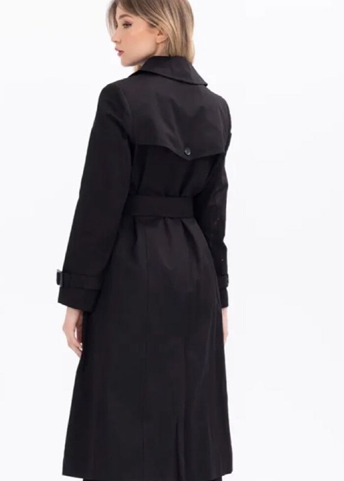 Kadın Siyah Trençkot - Görsel 4